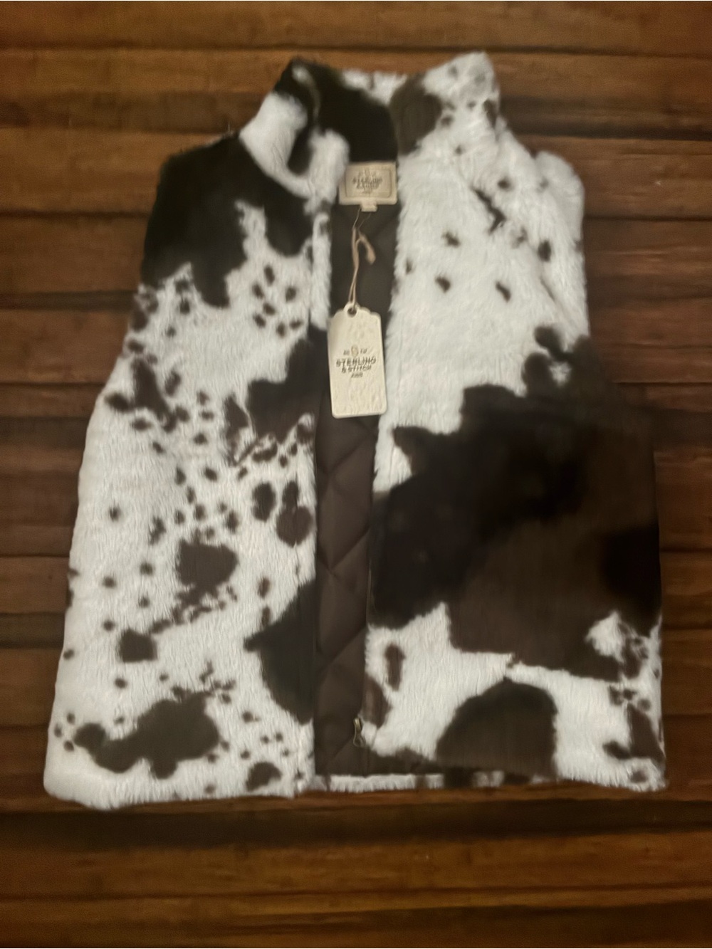 Kids Faux Fur Cow Print Vest -